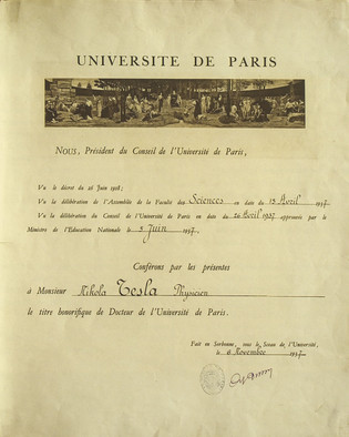 Certificate of Dr. Honoris Causa from the University of Paris.