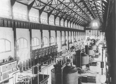 Interior view of the Edward Dean Adams power station at Niagara Falls.