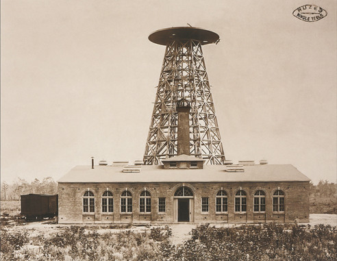 Wardenclyffe lab and tower before dome construction began.