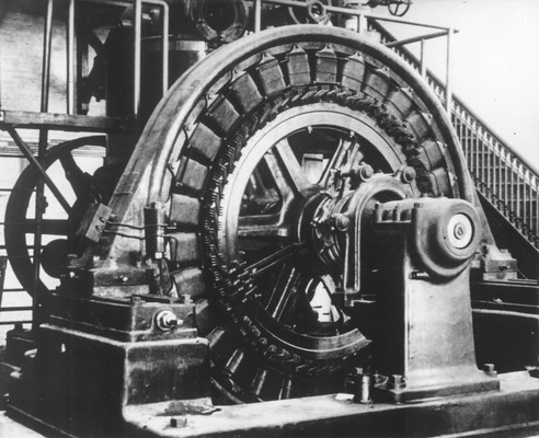 A Westinghouse 200kW alternator, the tower's primary power source.