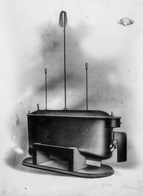 An illustration of the submersible version of Tesla's boat.